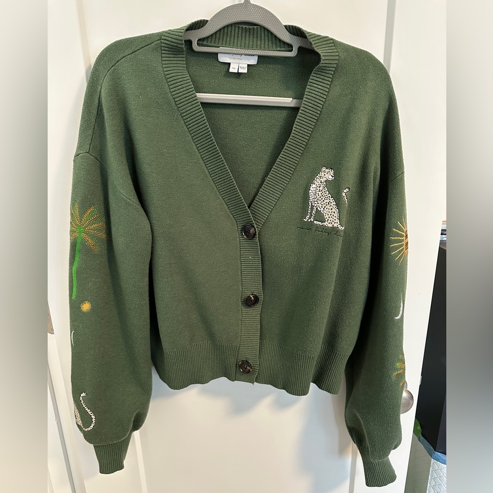 Never Fully Dressed Green Cropped Forest Caridgan - XXL